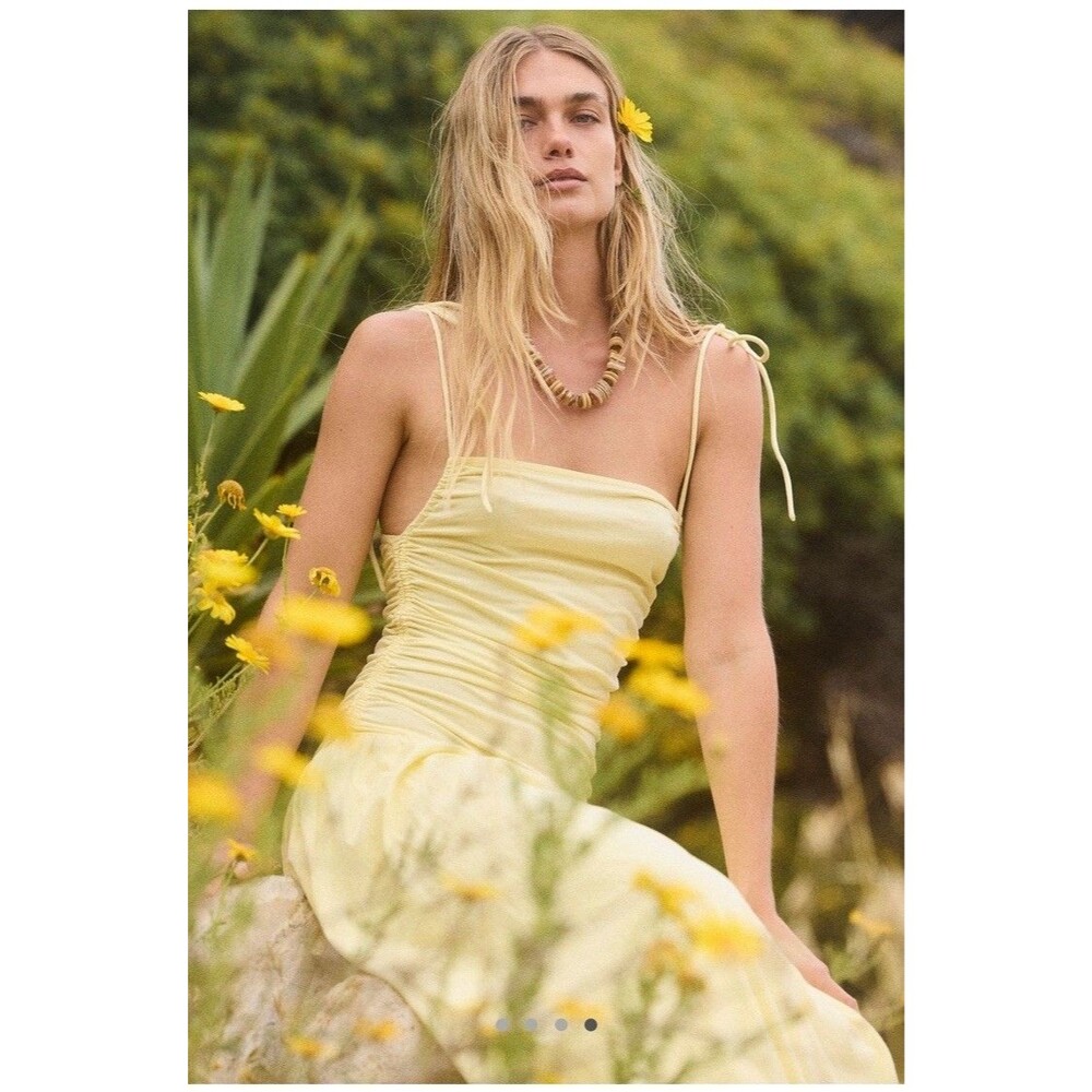 Free People Darcy Drop Waist Midi Tank Dress Mellow Yellow Size M NWOT - Picture 9 of 11
